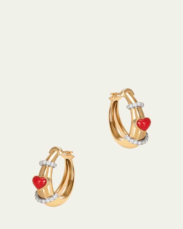 Buoy Diamond Heart Hoop Earrings